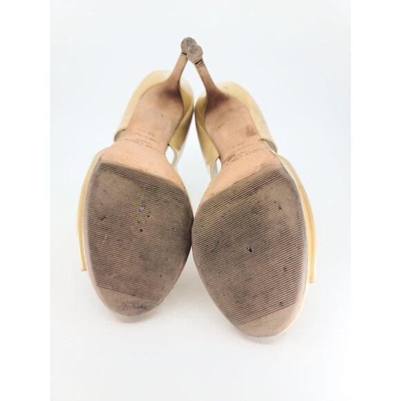 Jimmy Choo Vintage Yellow Cuff Open Toe Stiletto Heels Size 38.5 Retail $850 - Picture 6 of 7